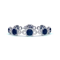 25 CTW Sapphire & VS/SI Diamond Certified Bracelet 14K White Gold - REF-418H2W - 23030