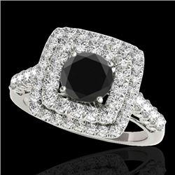 2.3 CTW Certified Vs Black Diamond Solitaire Halo Ring 10K White Gold - REF-118F5M - 34597