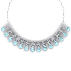 57.35 CTW Royalty Sky Topaz & VS Diamond Necklace 18K White Gold - REF-927W3H - 39072