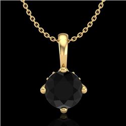 0.82 CTW Fancy Black Diamond Solitaire Art Deco Stud Necklace 18K Yellow Gold - REF-63M6F - 37802