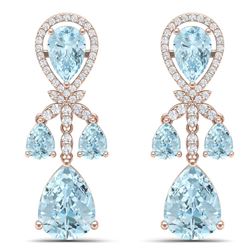 40.01 CTW Royalty Sky Topaz & VS Diamond Earrings 18K Rose Gold - REF-290H9W - 38614