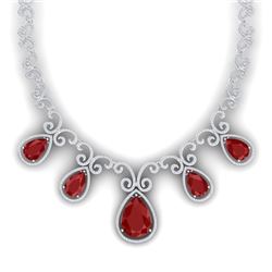 38.42 CTW Royalty Ruby & VS Diamond Necklace 18K White Gold - REF-1218H2W - 39528