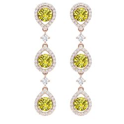 5.11 CTW Fancy Yellow SI Diamond Earrings 18K Rose Gold - REF-418H2W - 39103