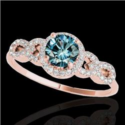 1.33 CTW SI Certified Fancy Blue Diamond Solitaire Ring 10K Rose Gold - REF-161T8X - 35319