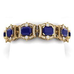 43.87 CTW Royalty Sapphire & VS Diamond Bracelet 18K Yellow Gold - REF-763X6T - 38783