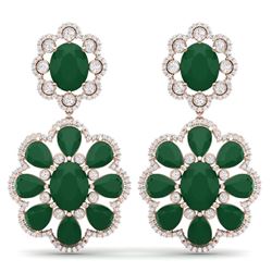 33.88 CTW Royalty Emerald & VS Diamond Earrings 18K Rose Gold - REF-472R8K - 39154
