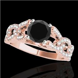 1.5 CTW Certified Vs Black Diamond Solitaire Ring 10K Rose Gold - REF-78X4T - 35218