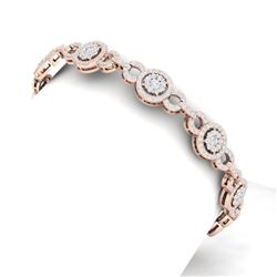 5 CTW Certified SI/I Diamond Halo Bracelet 18K Rose Gold - REF-365K5R - 40077
