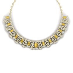 46.38 CTW Royalty Canary Citrine & VS Diamond Necklace 18K Yellow Gold - REF-1563K6R - 39389