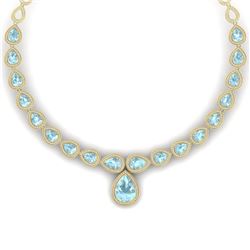 54 CTW Royalty Sky Topaz & VS Diamond Necklace 18K Yellow Gold - REF-781N8Y - 39431