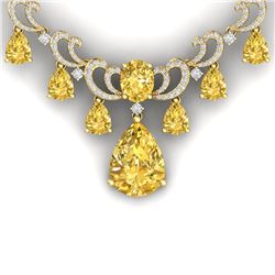 36.50 CTW Royalty Canary Citrine & VS Diamond Necklace 18K Yellow Gold - REF-872Y8N - 38669