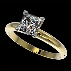 1.25 CTW Certified VS/SI Quality Princess Diamond Solitaire Ring 10K Yellow Gold - REF-372H3W - 3291