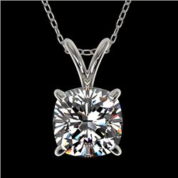 1 CTW Certified VS/SI Quality Cushion Cut Diamond Necklace 10K White Gold - REF-267W8H - 33198