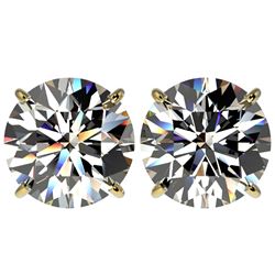 5 CTW Certified G-Si Quality Diamond Solitaire Stud Earrings 10K Yellow Gold - REF-1663Y3N - 33144