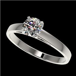 0.75 CTW Certified H-SI/I Quality Diamond Solitaire Engagement Ring 10K White Gold - REF-84F8M - 329