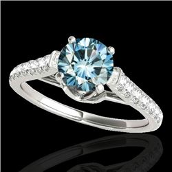 1.46 CTW SI Certified Fancy Blue Diamond Solitaire Ring 10K White Gold - REF-163T6X - 34966