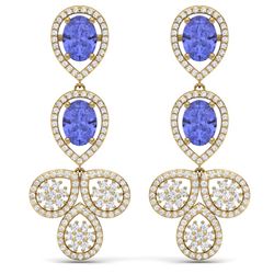 8.75 CTW Royalty Tanzanite & VS Diamond Earrings 18K Yellow Gold - REF-327M3F - 39089