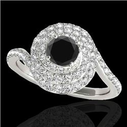 2.11 CTW Certified Vs Black Diamond Solitaire Halo Ring 10K White Gold - REF-96F9M - 34516