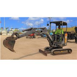2012 VOLVO EC20C MINI EXCAVATOR, 1375 HOURS