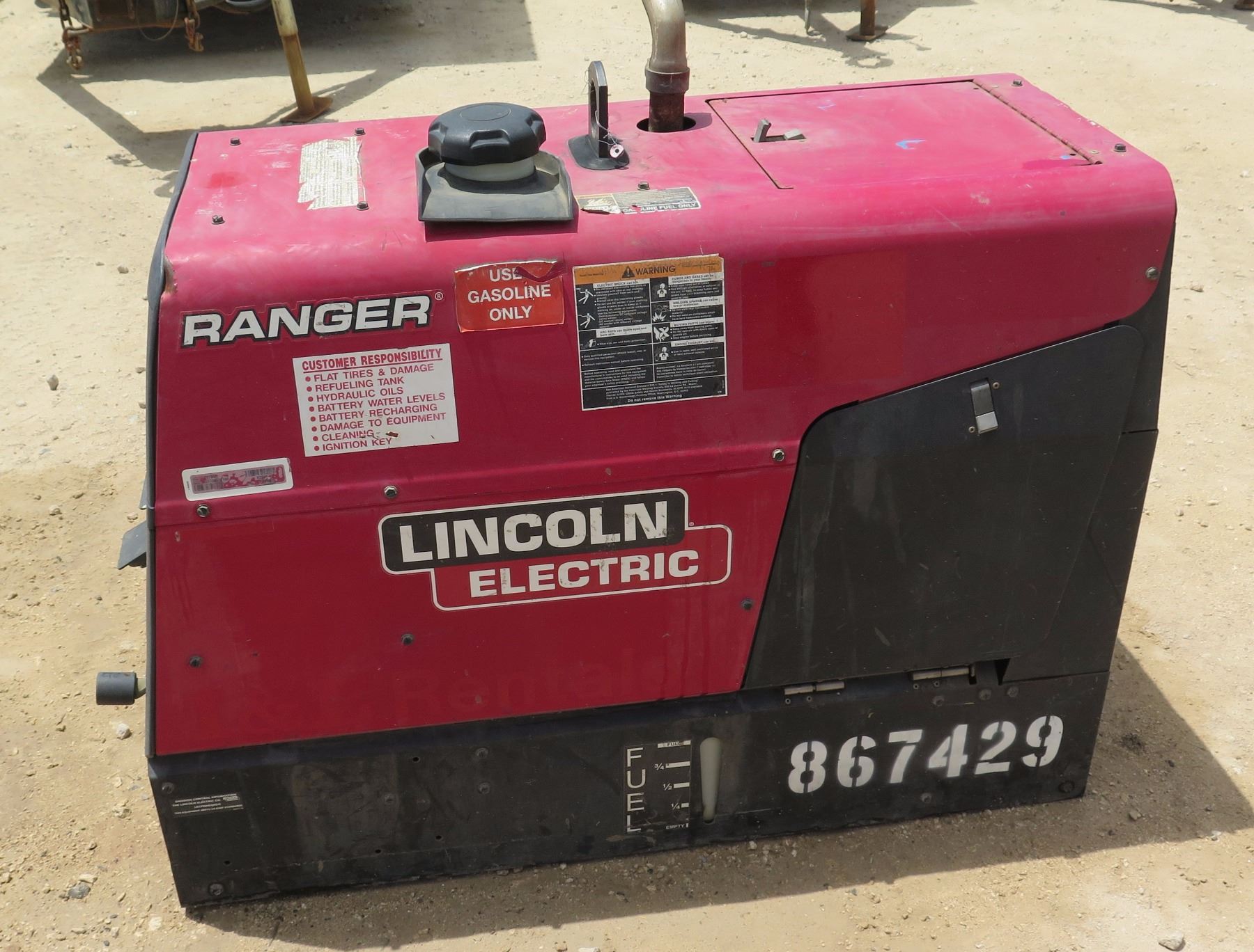 2014 LINCOLN RANGER 225 WELDER, 225 AMP, GAS