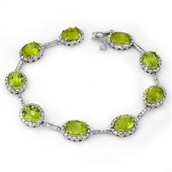20.33 CTW Peridot & Diamond Bracelet 14K White Gold - REF-135Y3N - 11014
