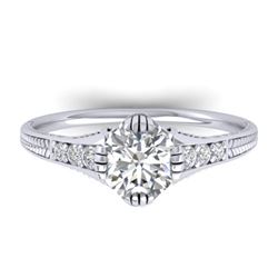 1.25 CTW Certified VS/SI Diamond Solitaire Art Deco Ring 14K White Gold - REF-347W3H - 30522