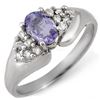 Image 1 : 0.90 CTW Tanzanite & Diamond Ring 18K White Gold - REF-50R9K - 10669