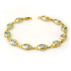 6.50 CTW Blue Topaz Bracelet 10K Yellow Gold - REF-37W8H - 14008