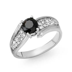 1.40 CTW Vs Certified Black & White Diamond Ring 14K White Gold - REF-71M5F - 14088