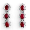 Image 1 : 5.63 CTW Ruby & Diamond Earrings 14K White Gold - REF-115F5M - 11249