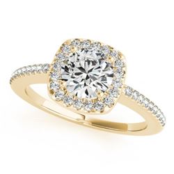 0.75 CTW Certified VS/SI Diamond Solitaire Halo Ring 18K Yellow Gold - REF-124R8K - 26598