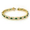 Image 1 : 4.02 CTW Emerald & Diamond Bracelet 10K Yellow Gold - REF-69R3K - 14505