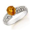 Image 1 : 3.03 CTW Yellow Sapphire & Diamond Ring 14K White Gold - REF-74T9X - 14364