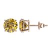 Image 2 : 1.97 CTW Certified Intense Yellow SI Diamond Solitaire Stud Earrings 10K Rose Gold - REF-309M3F - 36
