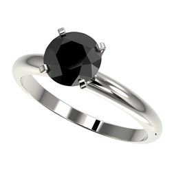 1.50 CTW Fancy Black VS Diamond Solitaire Engagement Ring 10K White Gold - REF-47H3W - 32925