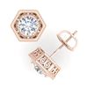 Image 4 : 1.07 CTW VS/SI Diamond Solitaire Art Deco Stud Earrings 18K Rose Gold - REF-190M9F - 36900