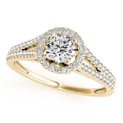 1.3 CTW Certified VS/SI Diamond Solitaire Halo Ring 18K Yellow Gold - REF-378X8T - 26648