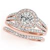 Image 1 : 1.41 CTW Certified VS/SI Diamond 2Pc Wedding Set Solitaire Halo 14K Rose Gold - REF-157T6X - 30982