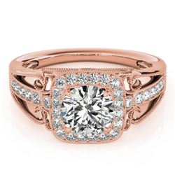 1.3 CTW Certified VS/SI Diamond Solitaire Halo Ring 18K Rose Gold - REF-388N8Y - 26552
