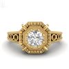 Image 2 : 0.53 CTW VS/SI Diamond Art Deco Ring 18K Yellow Gold - REF-138M2F - 36871
