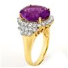 Image 2 : 8.18 CTW Amethyst & Diamond Ring 14K Yellow Gold - REF-107H5W - 11159
