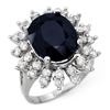 Image 1 : 9.85 CTW Blue Sapphire & Diamond Ring 14K White Gold - REF-131M8F - 12831
