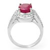 Image 2 : 4.50 CTW Ruby & Diamond Ring 14K White Gold - REF-85W5H - 14541