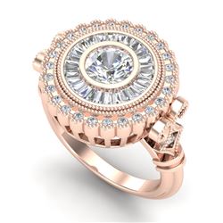2.03 CTW VS/SI Diamond Solitaire Art Deco Ring 18K Rose Gold - REF-327M3F - 37080