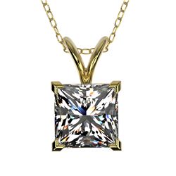 1.25 CTW Certified VS/SI Quality Princess Diamond Necklace 10K Yellow Gold - REF-367Y3N - 33216