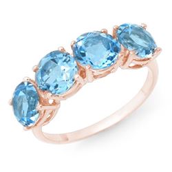 3.66 CTW Blue Topaz Ring 18K Rose Gold - REF-33X8T - 12750