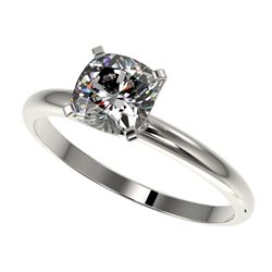1 CTW Certified VS/SI Quality Cushion Cut Diamond Solitaire Ring 10K White Gold - REF-297T2X - 32900