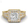 Image 2 : 3.5 CTW Princess VS/SI Diamond Solitaire Micro Pave Ring 18K Yellow Gold - REF-581R8K - 37168