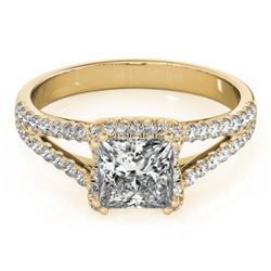 2.05 CTW Certified VS/SI Princess Diamond Solitaire Halo Ring 18K Yellow Gold - REF-661X4T - 27110