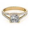Image 1 : 2.05 CTW Certified VS/SI Princess Diamond Solitaire Halo Ring 18K Yellow Gold - REF-661X4T - 27110